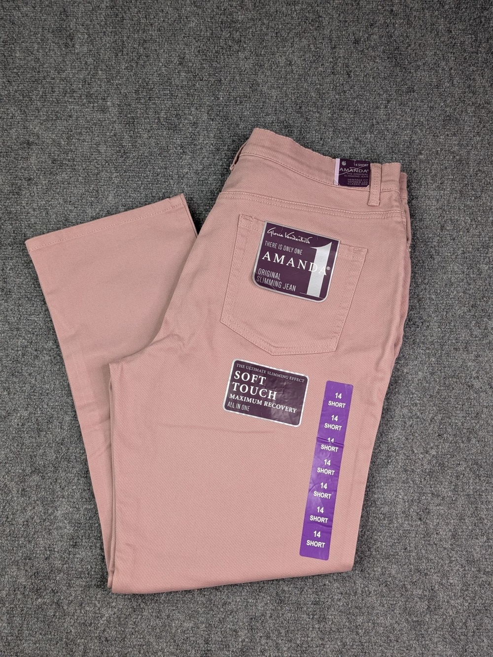 Gloria Vanderbilt Jeans Womens 14 Short Pink Tapered Soft Touch Heritage Amanda